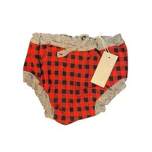 Miki Miette Red Plaid Diaper‎ Cover NWT Unisex 12m
